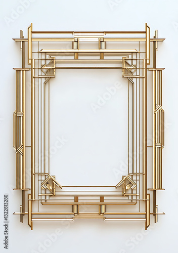 vintage Golden Antique Picture Frame designed as a decorative border for a blank picture on white background