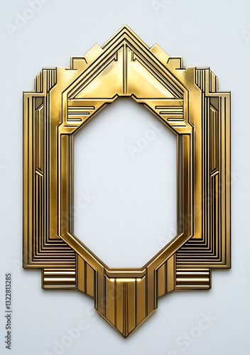 vintage Golden Antique Picture Frame designed as a decorative border for a blank picture on white background