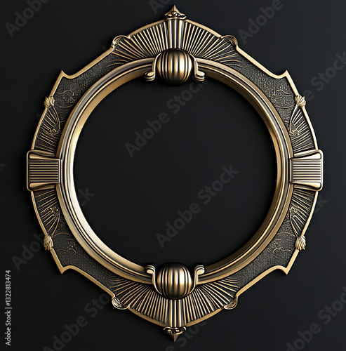 vintage Golden Antique Picture Frame designed as a decorative border for a blank picture on black background