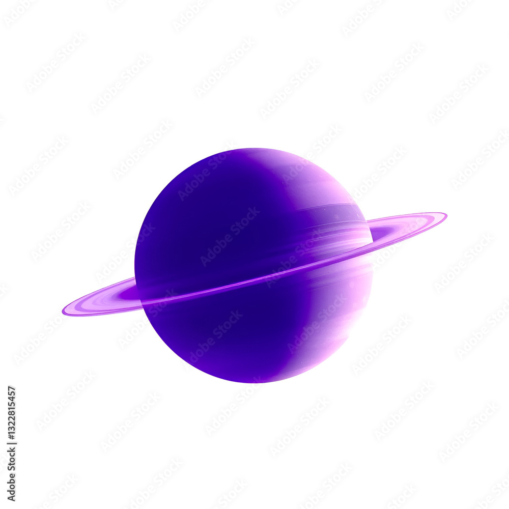 Fototapeta premium purple ring planet isolated on white background