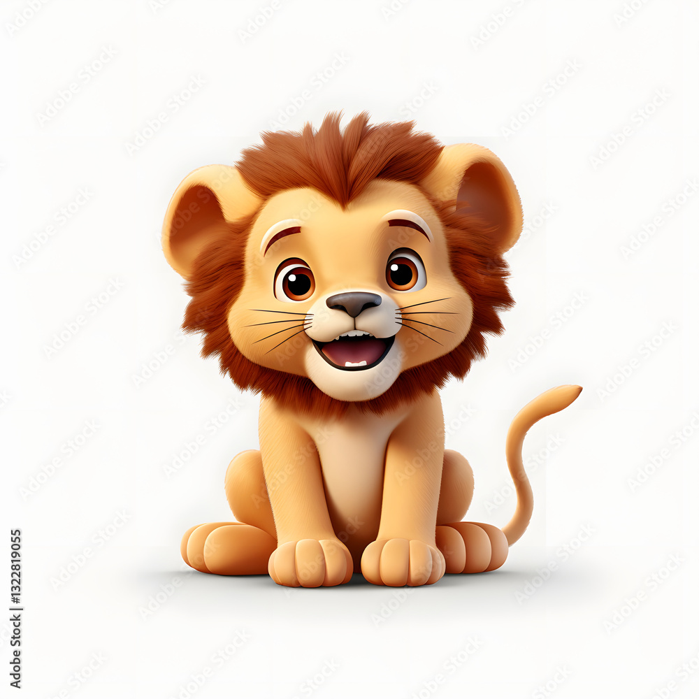 Digital technology 3D cute lion icon Digital technology 3D cute lion icon