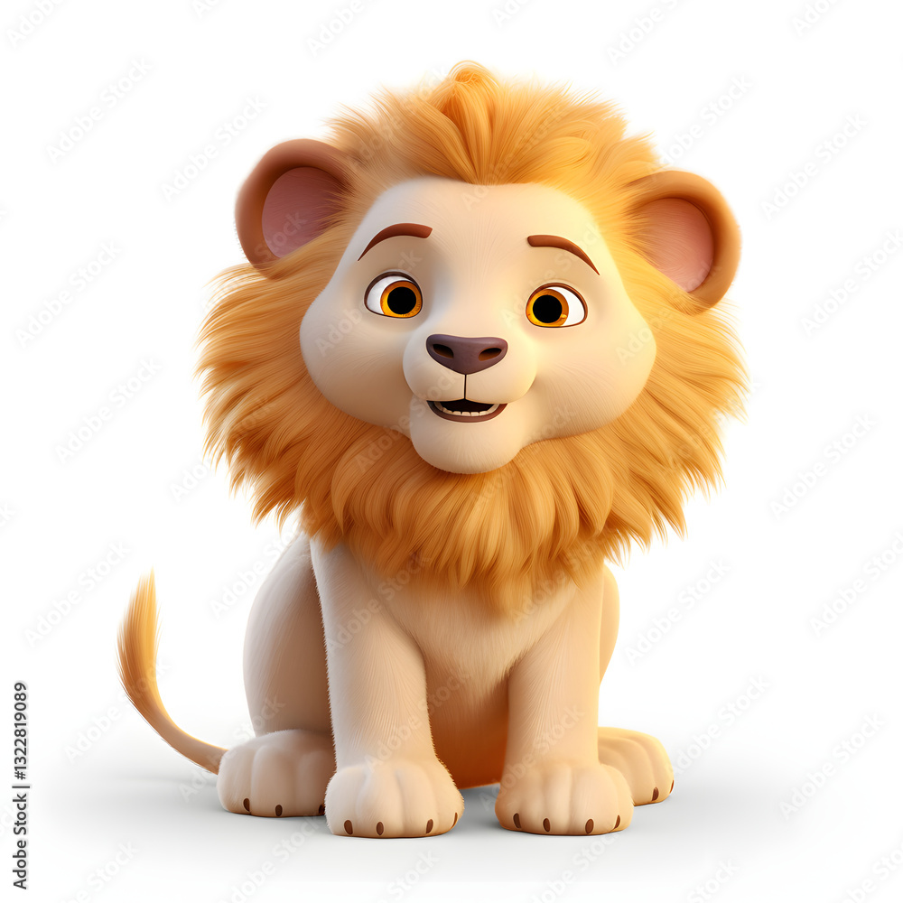 Fototapeta premium Digital technology 3D cute lion icon