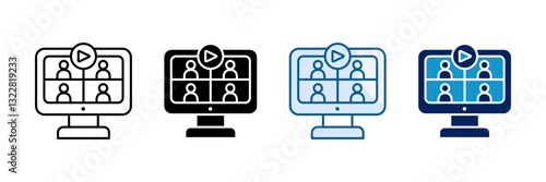 Virtual Meeting Icon Set Multiple Style Collection