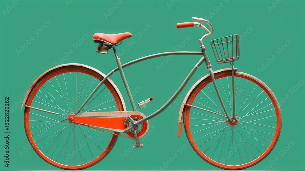 Fototapeta premium vibrant vintage bicycle against a bright green background