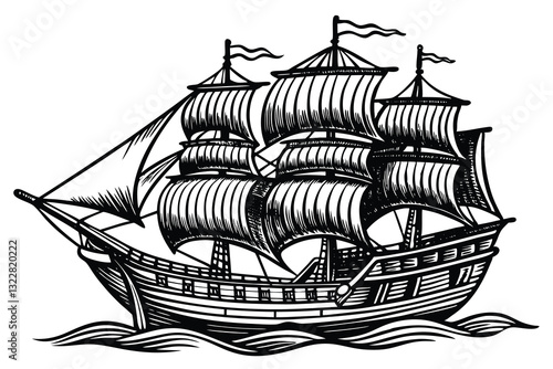 Pirate ship hand drawn vector illustration Vector