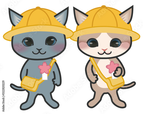 幼稚園へ入学する猫のキャラクター