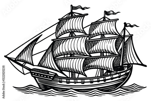 Pirate ship hand drawn vector illustration Vector