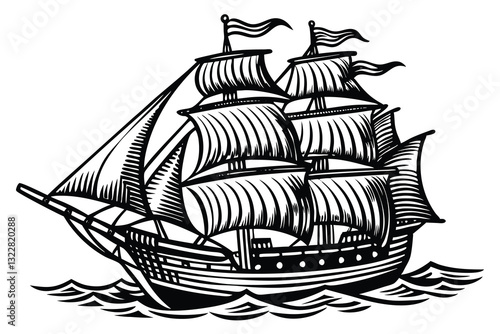 Pirate ship hand drawn vector illustration Vector
