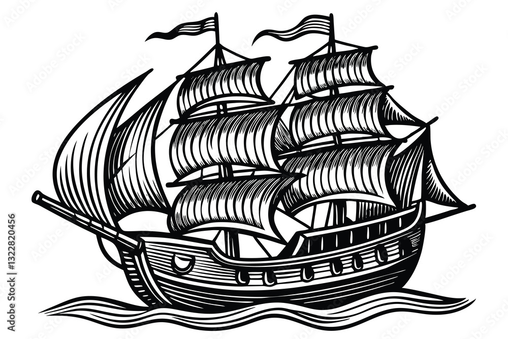Naklejka premium Ship Vector Ship Logo Design Pirate Ship Vector
