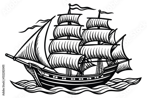 Ship Vector Ship Logo Design Pirate Ship Vector