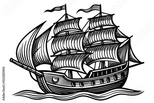 Ship Vector Ship Logo Design Pirate Ship Vector