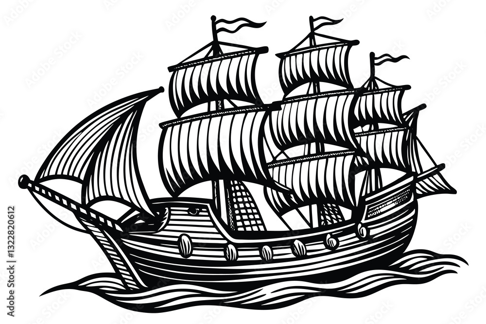 Naklejka premium boat silhouettes with white background