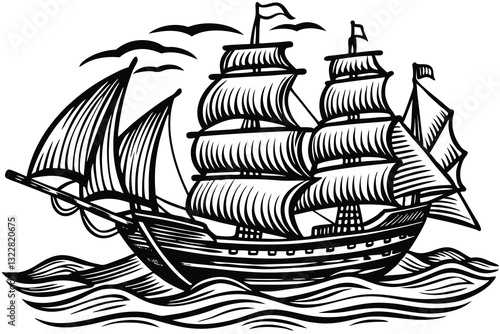 boat silhouettes with white background