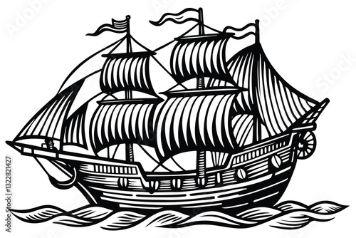 ship hand drawn Vector