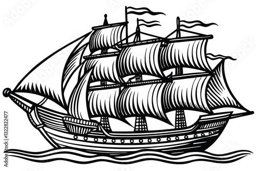 ship hand drawn Vector