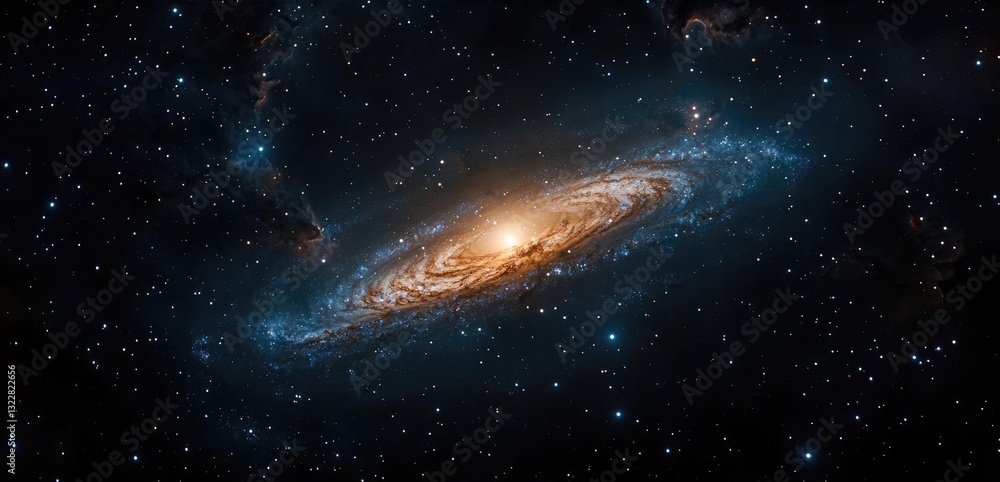 Fototapeta premium Dark sky idea. A breathtaking view of a distant galaxy illuminated by thousands of stars.