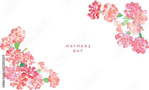 水彩画。水彩タッチの母の日カーネーションイラスト。母の日のカーネーション背景ベクターイラスト。Watercolor painting. Mother's Day carnation illustration with watercolor touch. Mother's day carnation background vector illustration.