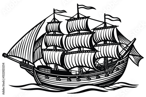 ship hand drawn Vector