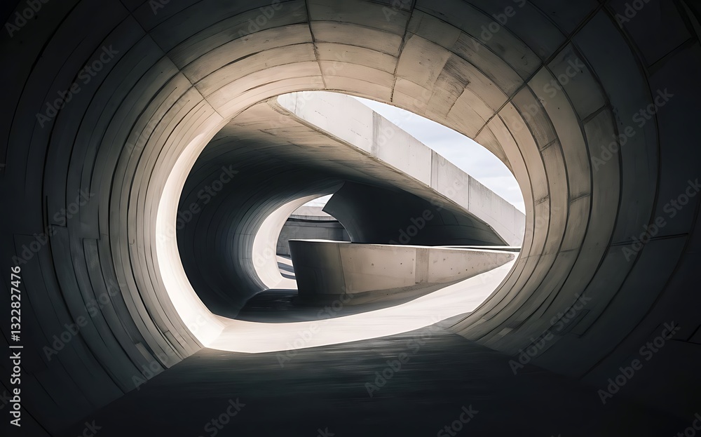 Fototapeta premium Architectural design of modern concrete tunnel