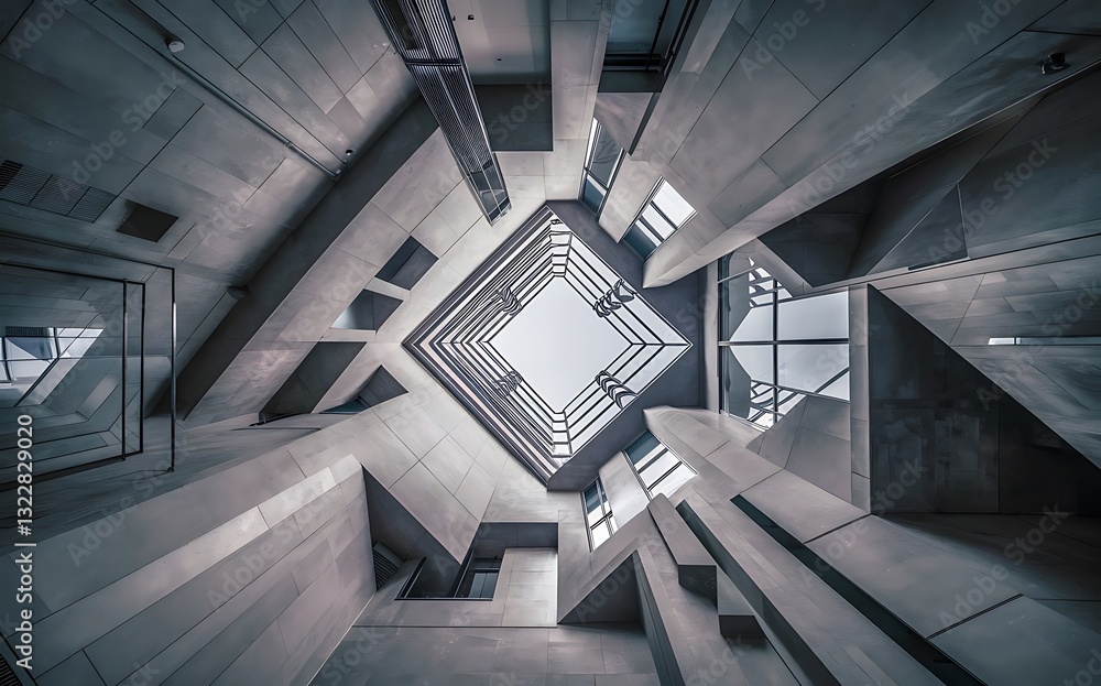 Fototapeta premium Geometric wall pattern Grey Abstract background Architecture details