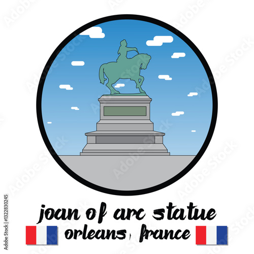Circle Icon Joan of Arc Statue. Vector illustration