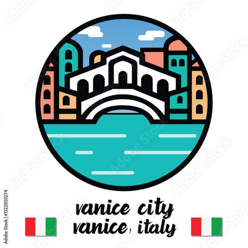 Circle Icon Vanice City. Vector illustration
