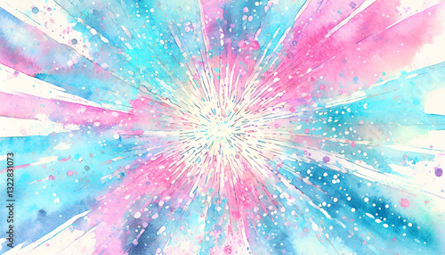 水彩画、青とピンクの爆発したイラスト背景