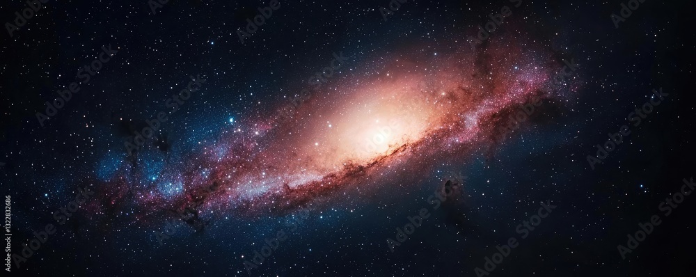Fototapeta premium Dark sky idea. A stunning galaxy with vibrant colors and celestial features, illuminating the cosmos.