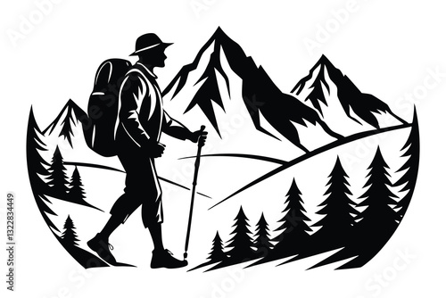 hiker mountain climber adventure silhouette