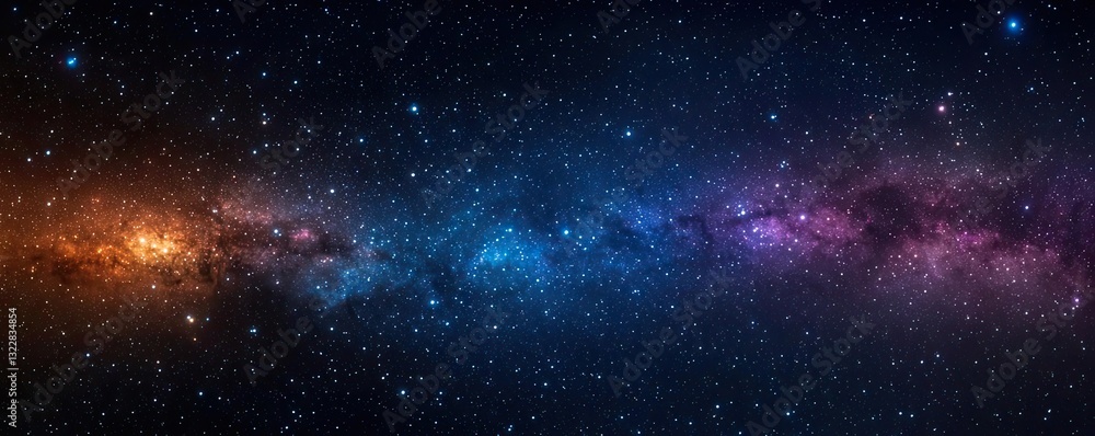 Naklejka premium Dark sky idea. A vibrant cosmic scene showcasing the beauty of the universe and distant galaxies.