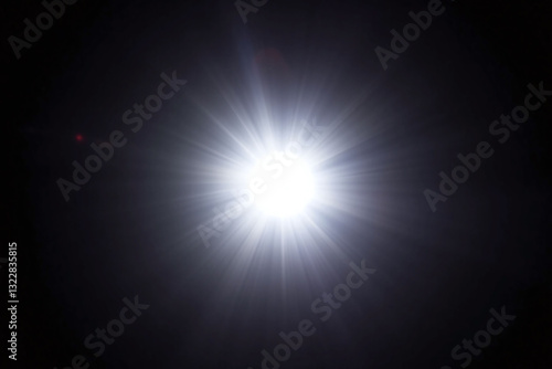 bright star in the dark sky with black background