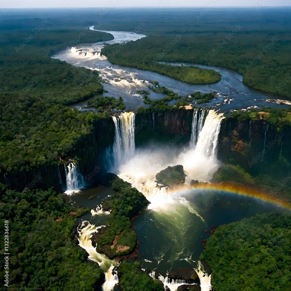 Elevated Elegance: Iguazú Falls in a Stunning Aerial Display Elevated Elegance: Iguazú Falls in a Stunning Aerial Display