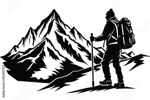 hiker mountain climber adventure silhouette