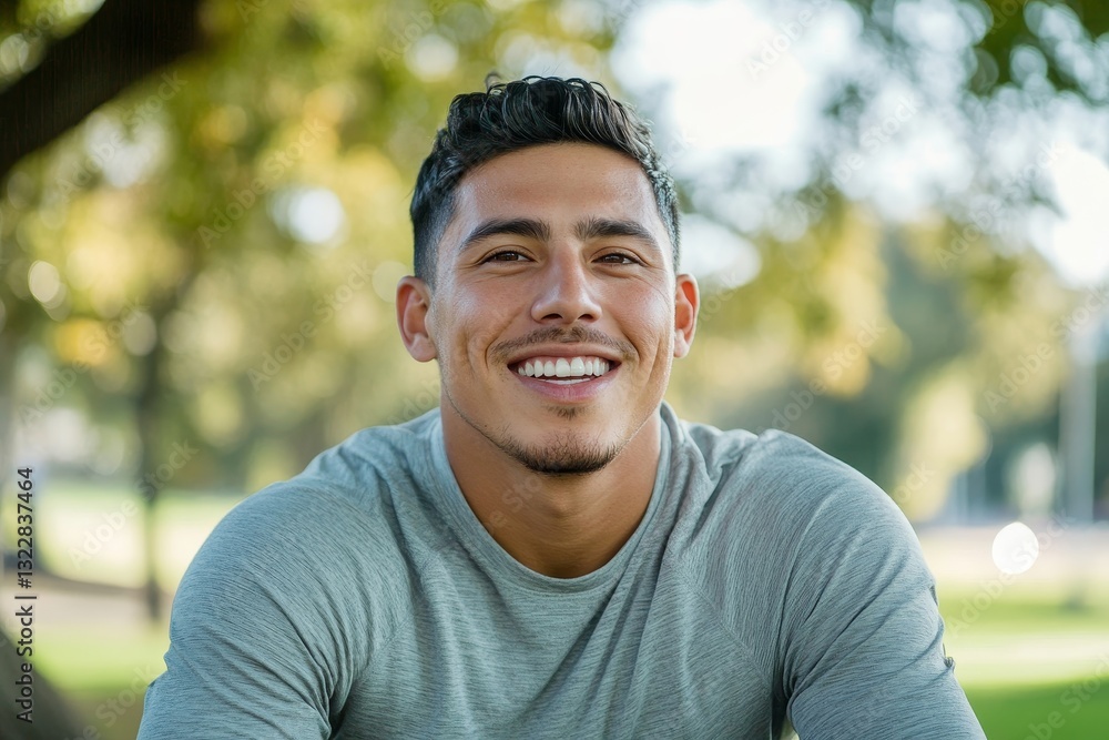 Smiling sportsman resting in the park on a run, man breathing fresh air enjoying an active lifestyle, hispanic man exercising Smiling sportsman resting in the park on a run, man breathing fresh air enjoying an active lifestyle, hispanic man exercising