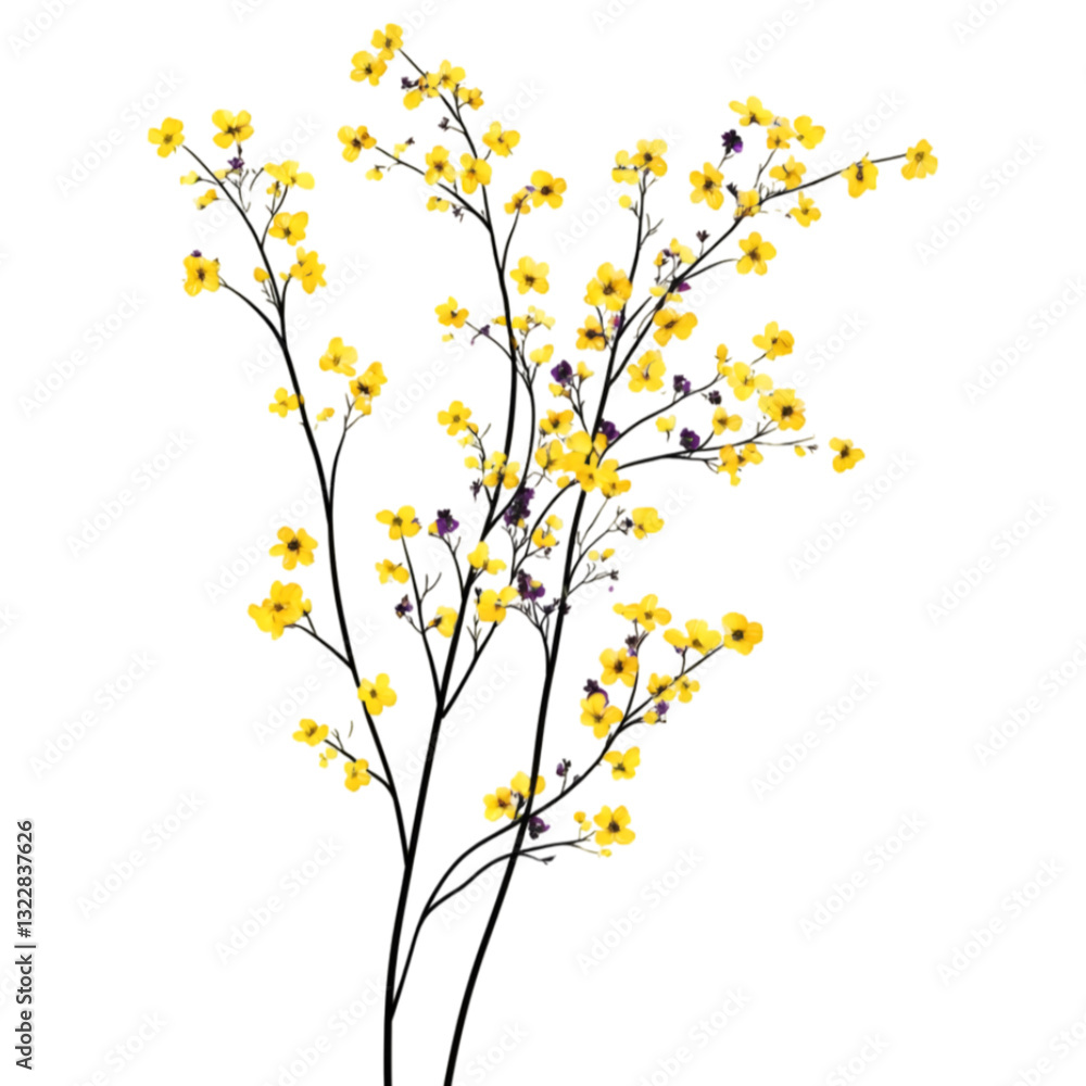 Delicate 3D silhouette of wildflowers, swaying gently as if caught in a breeze, background simple yet vibrant. Delicate 3D silhouette of wildflowers, swaying gently as if caught in a breeze, background simple yet vibrant.