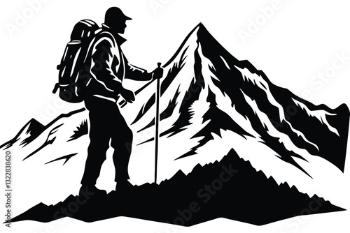 hiker mountain climber adventure silhouette