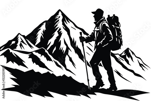 hiker mountain climber adventure silhouette
