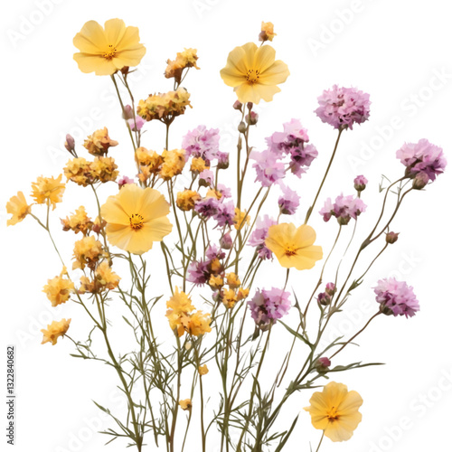 Wallpaper Mural Delicate 3D silhouette of wildflowers, swaying gently as if caught in a breeze, background simple yet vibrant.  Torontodigital.ca