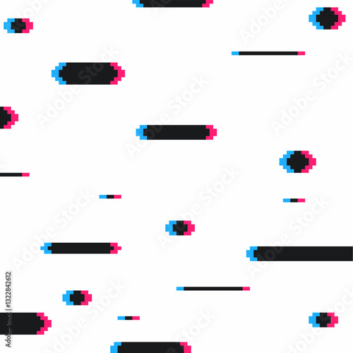White Glitched Signal Particle Lines Background, Pixel Art Style