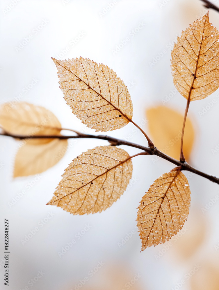 Dried Autumn Leaves on a Branch Dried Autumn Leaves on a Branch