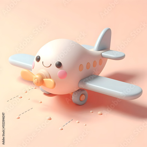 Lovely 3D plane with a rounded aesthetic style.