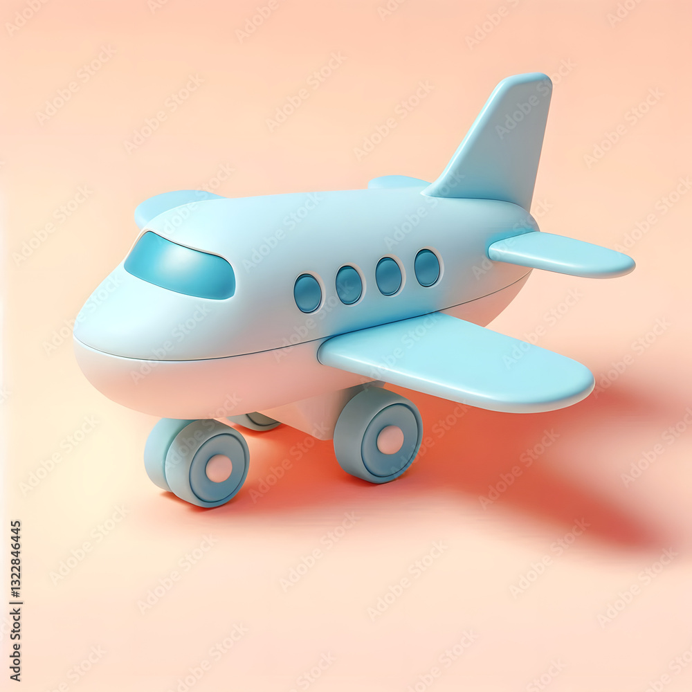 Naklejka premium Delightful 3D plane with a toy-like appearance.