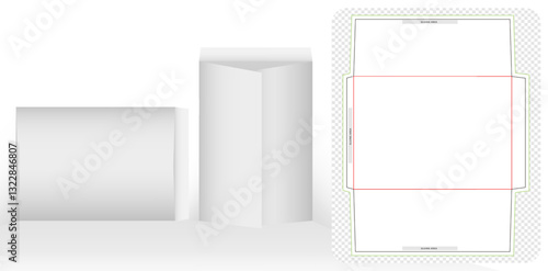 die cut envelope template design 3d mock-up isolated white backgrounds for your message, packaging branding, products compartments unique design, minimalist conceptual holder stationery product office