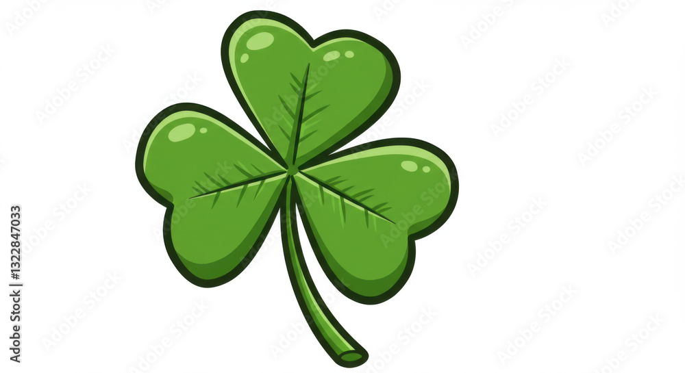 A Vector Illustration Of A Vibrant Green Four Leaf Clover Against A White Background