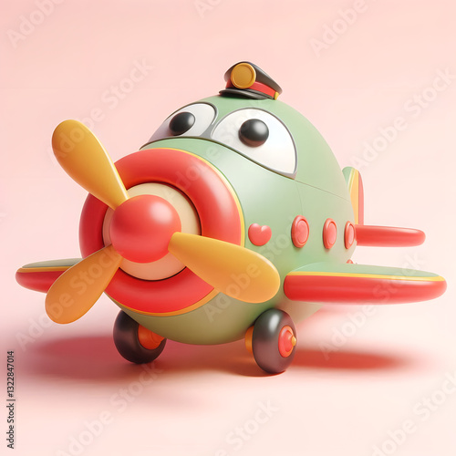 Playful 3D plane with vibrant colors and details.