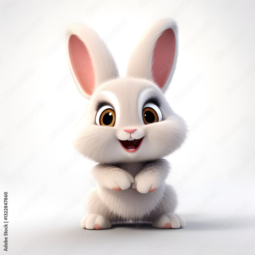 Obraz premium Digital technology 3d cute rabbit icon