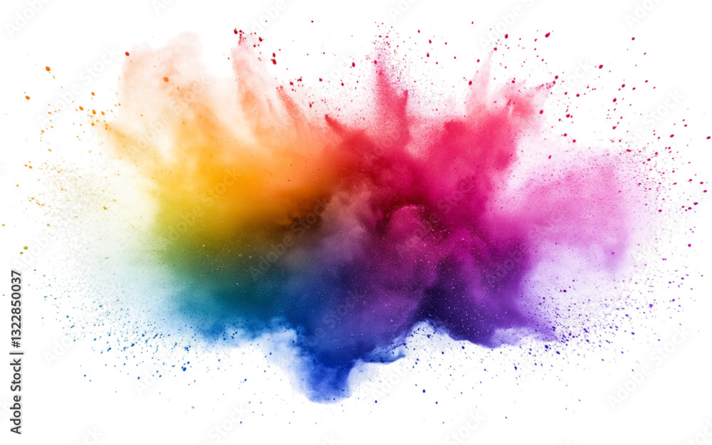 Abstract colored powder splatter isolated on transparent background Abstract colored powder splatter isolated on transparent background