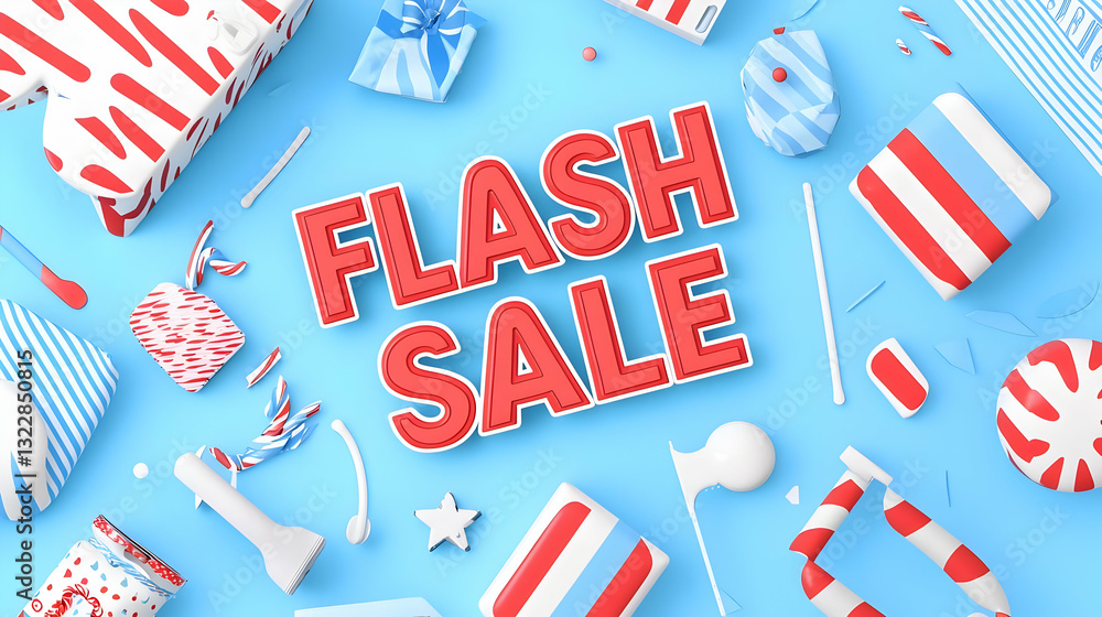 Obraz premium Colorful Flash Sale Theme with Festive Decorations and Gifts