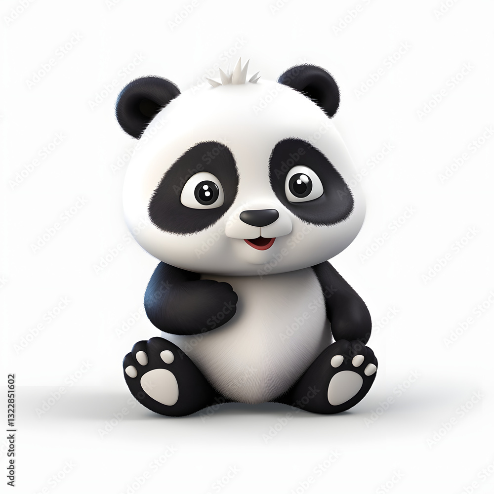 Naklejka premium Digital technology 3d cute panda icon