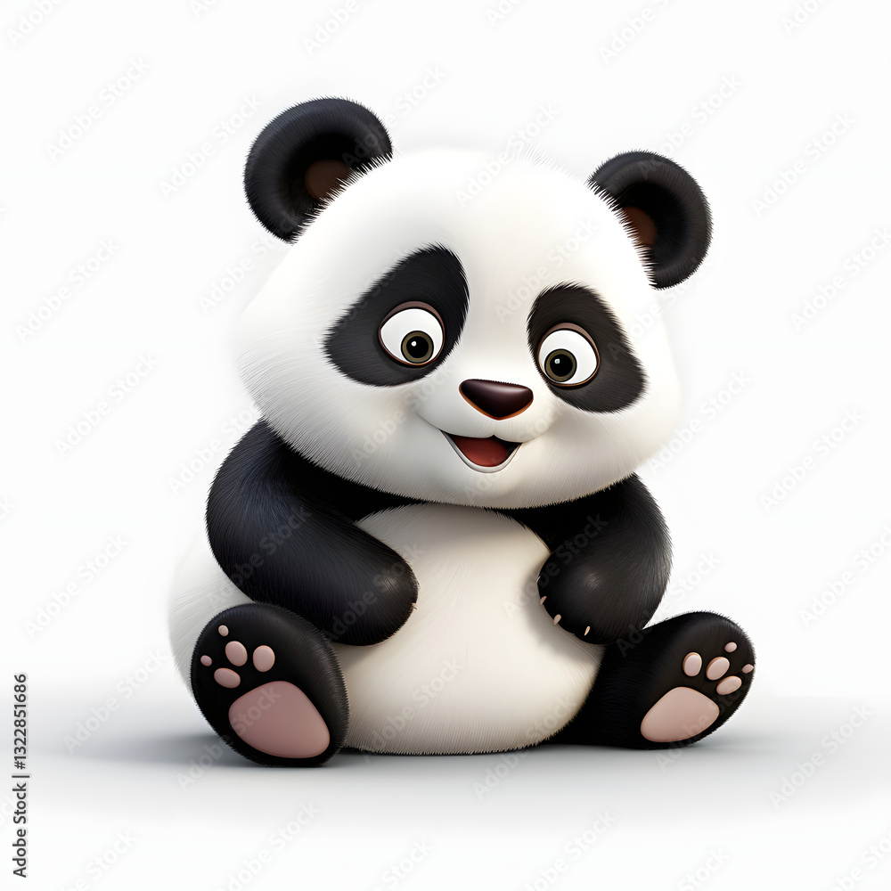 Digital technology 3d cute panda icon Digital technology 3d cute panda icon